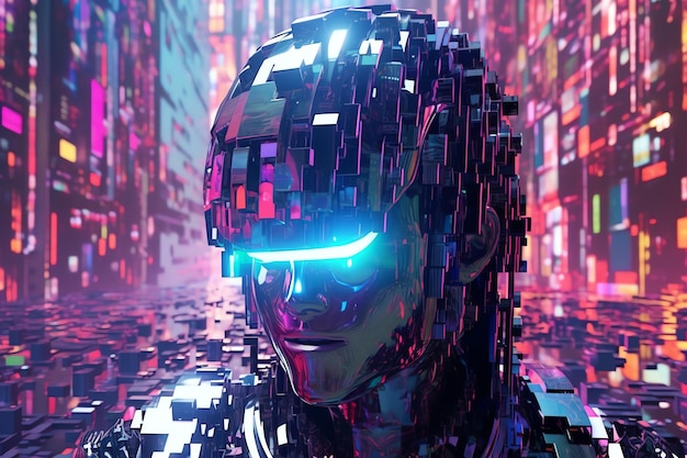 Concetto futuristico di tecnologia vr e ar una realtà virtuale su sfondo blu Concetto di Metaverse