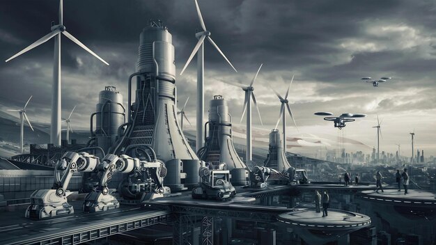 Concetto futuro dell'impianto industriale e dell'industria energetica