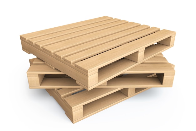 concetto logistico. Pallet di legno su sfondo bianco