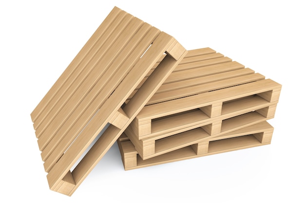 concetto logistico. Pallet di legno su sfondo bianco