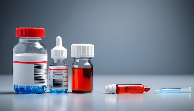 Concetto medico di aghi e bottiglie di vaccino che rappresentano la sicurezza pubblica