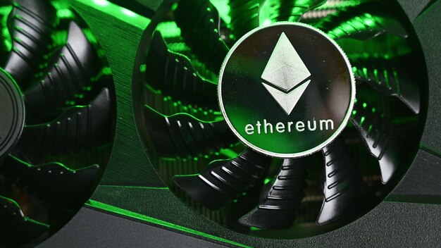 Concetto minerario di Ethereum. foto mineraria.