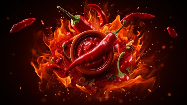 concetto pubblicitario di salsa di peperoncino rosso