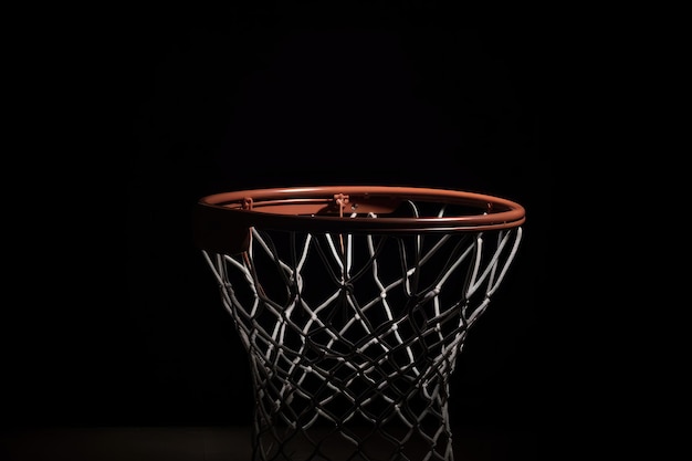 Concetto sportivo Basket Cesto di punteggio con sfondo nero