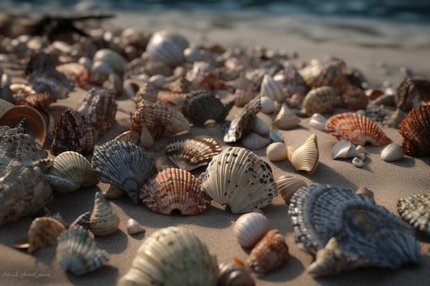 Conchiglie sulla spiaggia in riva al mare