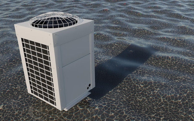 condizionatore d'aria esterno vrv sull'acqua 3d