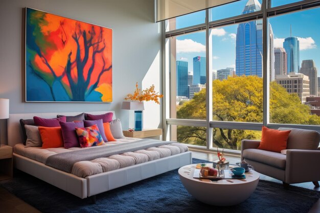 Condominio o hotel situato ad Austin, in Texas, dotato di una camera da letto moderna e contemporanea con vista panoramica