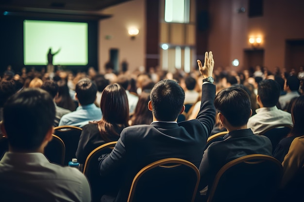 Conferenza professionale con pubblico seduto in una sala spaziosa Proiettore