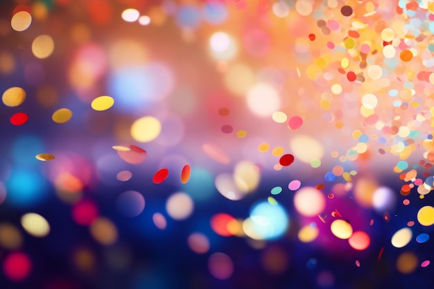 Confetti di fronte a uno sfondo colorato con bokeh per il carnevale Illustrazione generativa di AI