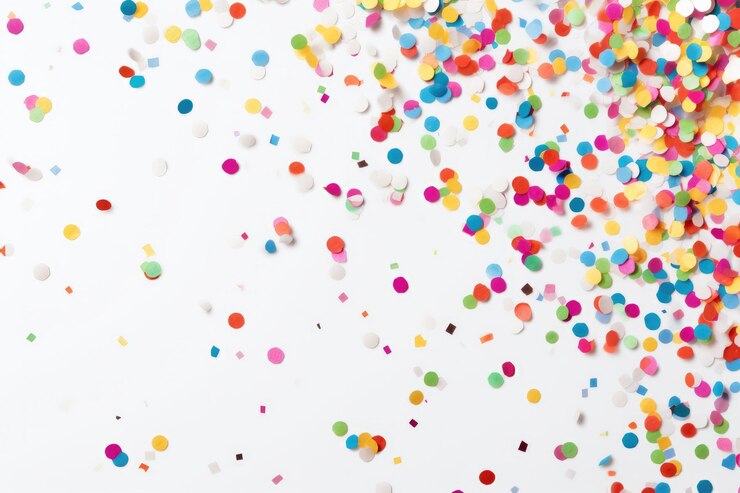 Foto confetti e strisce di colore pastello che cadono