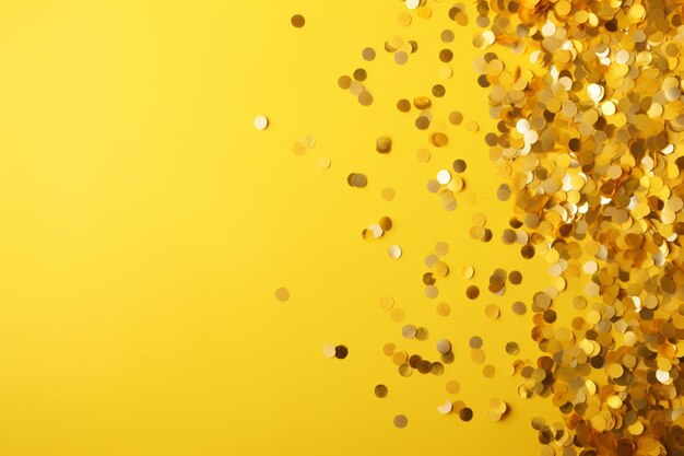 Confetti su sfondo giallo dopo la fine della festa