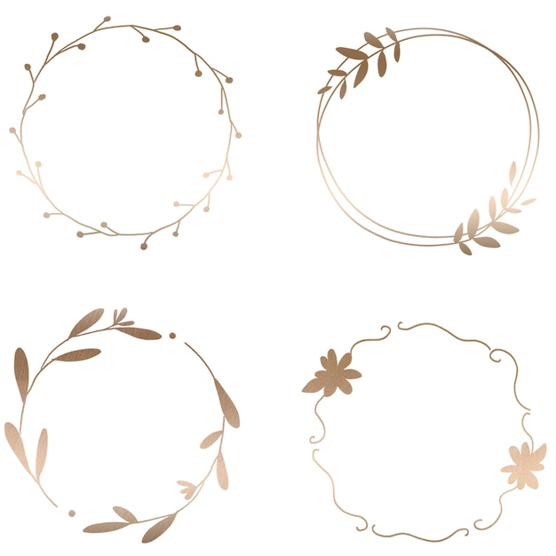 Confezione di cornice a foglie dorate trasparente png