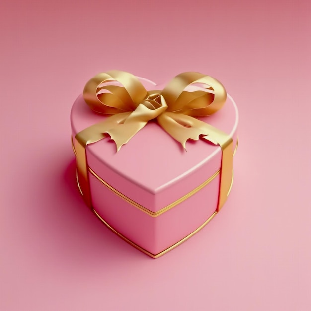 confezione regalo colore rosa con nastro dorato, illustrazione ai generata