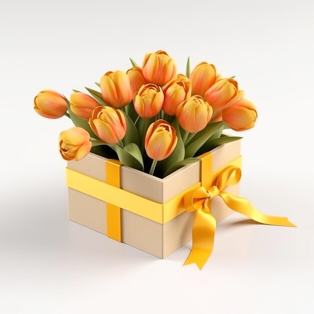 Confezione regalo con fiori di tulipani ai generativa