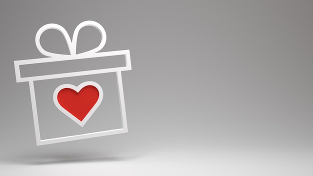 Confezione regalo con icona di rendering 3d del cuore