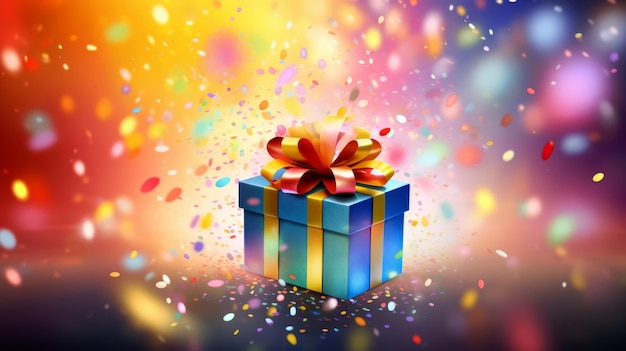 Confezione regalo con nastro e fiocco per anniversario di compleanno o celebrazione con copyspace