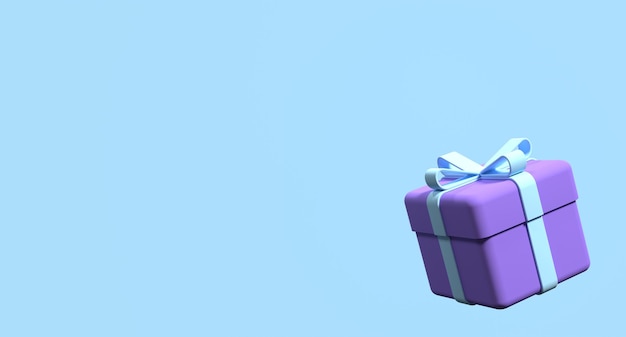 Confezione regalo con nastro isolato su sfondo blu Regalo di compleanno con amore Concetto di vacanza astratta rendering 3d illustrazione