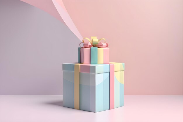 Confezione regalo con sfondo di colore blu tenue ai generativo