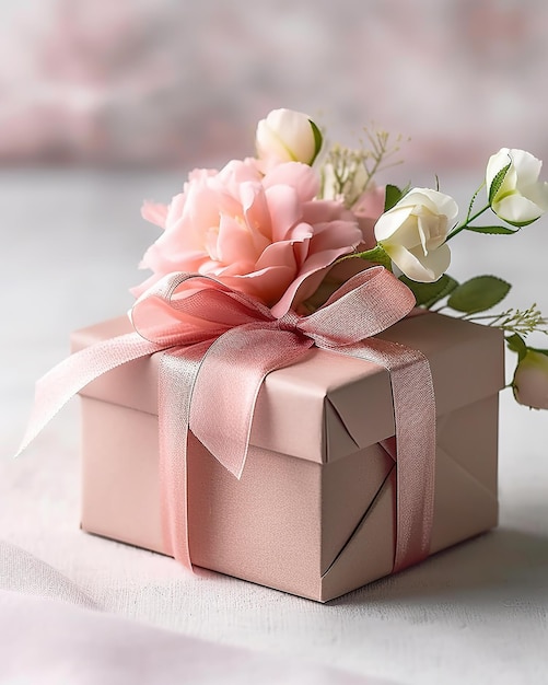 confezione regalo e alcuni fiori