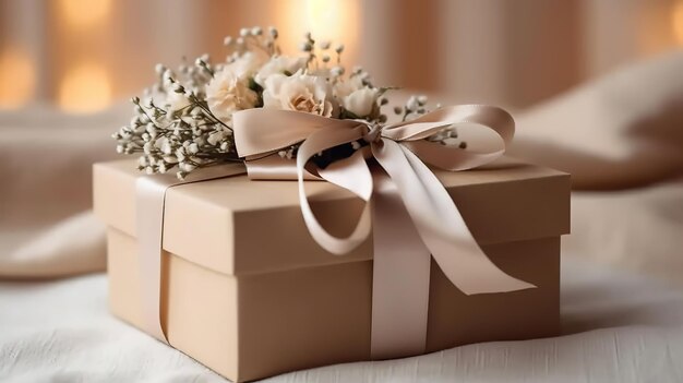 confezione regalo e alcuni fiori