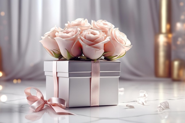 confezione regalo e alcuni fiori