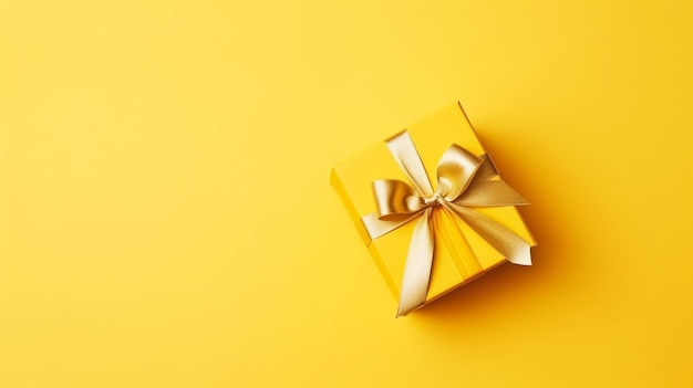 Confezione regalo giallo brillante con nastro Generativo ai