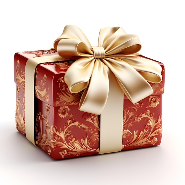 Confezione regalo per buoni regalo con un design rosso oro e argento nello stile di enfasi sulla trama reale