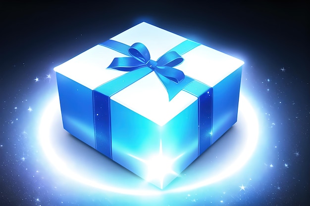 confezione regalo realistica con magico blu brillante