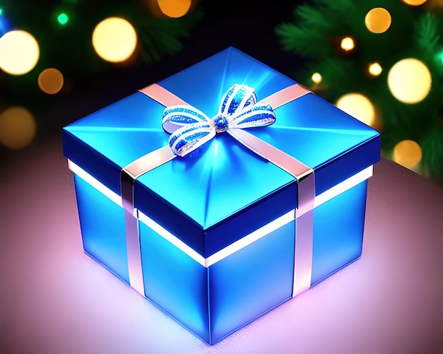 confezione regalo realistica con magico blu brillante