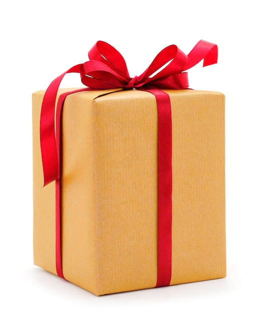 Confezione regalo regalo su sfondo bianco isolato