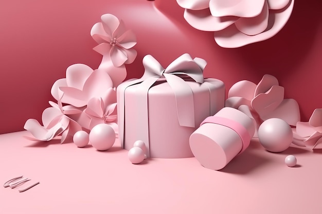 Confezione regalo rosa con fiocco in alto