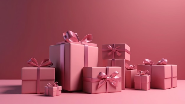 Confezione regalo rosa con sfondo rosa