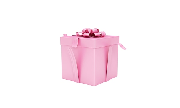 Confezione regalo rosa su sfondo bianco