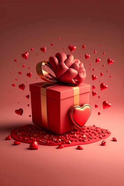 Confezione regalo rossa, sfondo di San Valentino