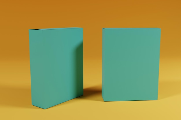 Confezione vuota di scatole di cereali su rendering 3d