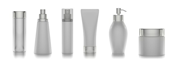 Confezioni bianche di cosmetici isolate su sfondo bianco illustrazione 3D