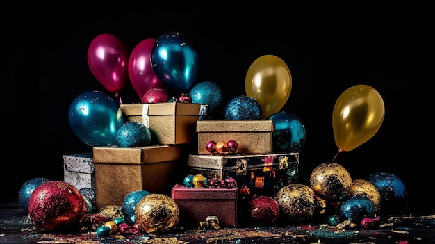 Confezioni regalo palloncini in diversi colori IA generativa