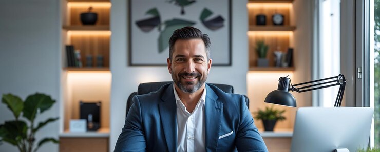 Confident Businessman in Modern Office