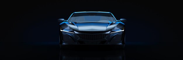 Configurazione dello studio dell'automobile sportiva su un rendering 3d di sfondo scuro