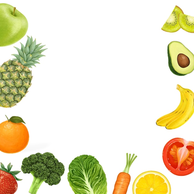 Confine di frutta png illustrazione estetica sfondo trasparente