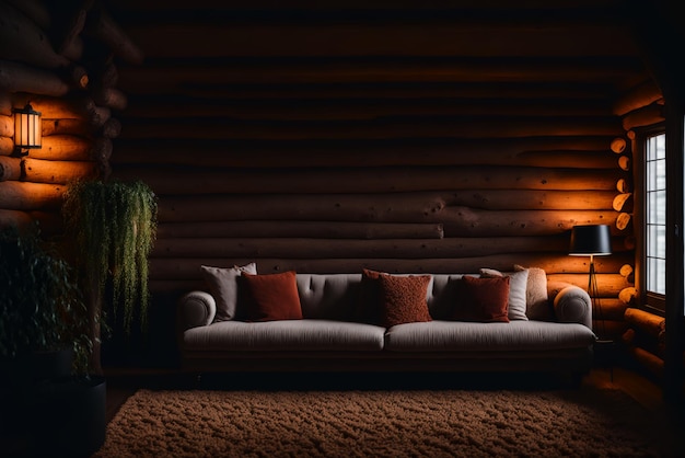 Confortevole accogliente soggiorno vuoto con mobili moderni