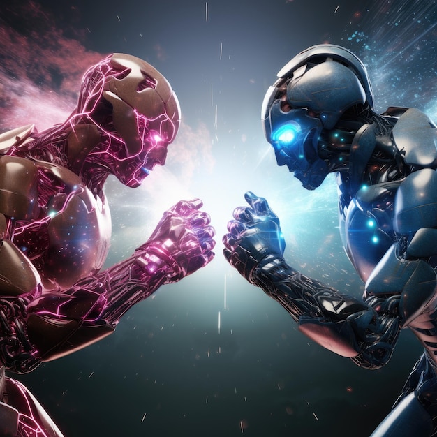 Confronto la battaglia del chatbot dell'intelligenza artificiale e dell'uomo