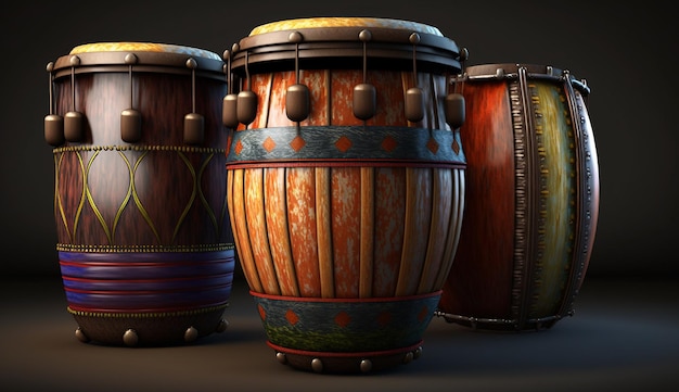 Conga tamburi strumento colorato percussioni illustrazione musicale foto arte generata dall'IA