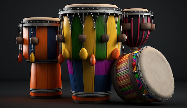 Conga tamburi strumento colorato percussioni illustrazione musicale foto arte generata dall'IA