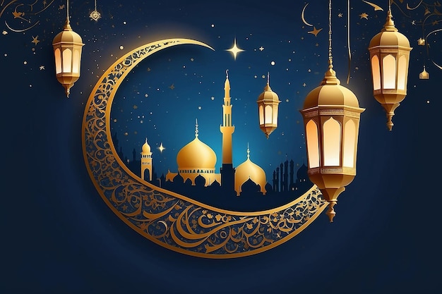 Congratulazioni islamiche Eid Mubarak carte per le vacanze musulmane EidUlAdha festa celebrazione Ramadan Kareem sfondo