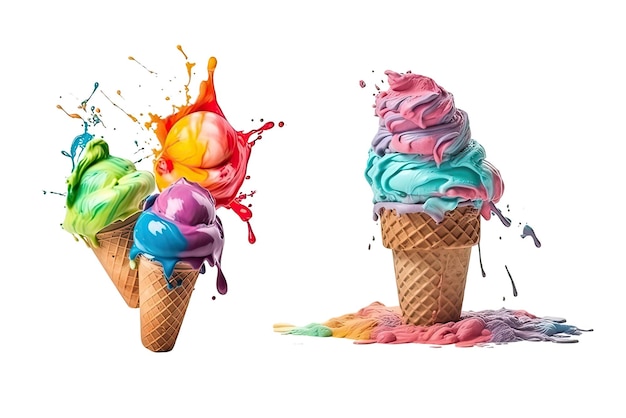 coni gelato con diversi colori png