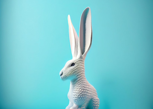 Coniglietto pasquale su sfondo blu AI Generato