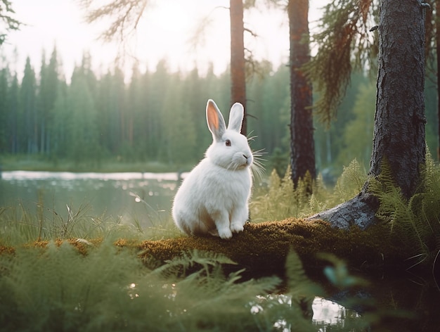 Coniglio bianco nella natura