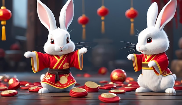Coniglio del Capodanno cinese Segni zodiacali Coniglio del capodanno cinese Sfondio