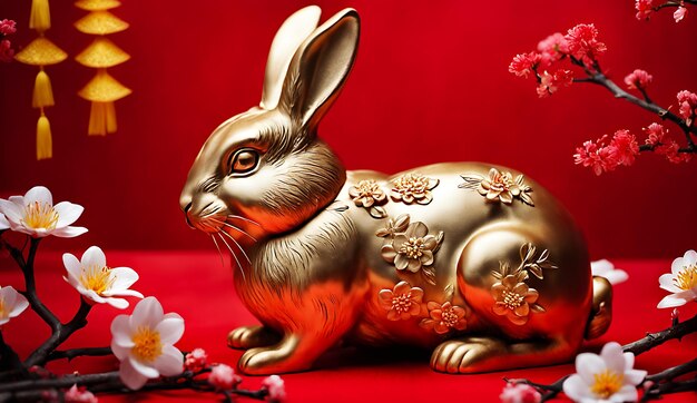 Coniglio del Capodanno cinese sfondo del Capodanna cinese sfondo 3d